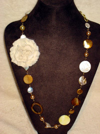Pearl and Shell Rose Necklace
